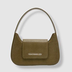 $395 Simon Miller Women's Green Retro Lizard Leather Shoulder Logo Bag Purse